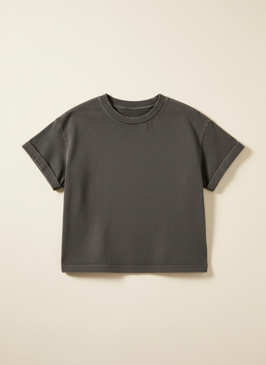 Moss gray t-shirt on a beige background
